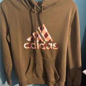 Adidas Olive Hoodie with Multicolor Logo